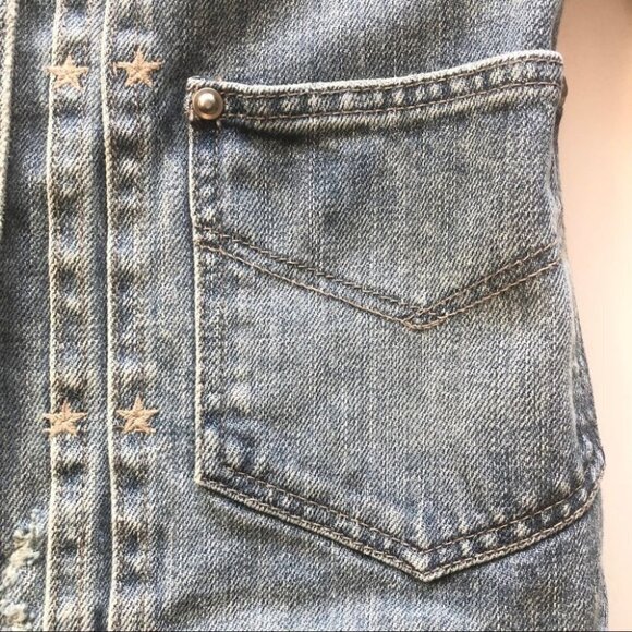 NWOT All Saints Serene Vintage Wash Patchwork Jean Jacket Size XS - Picture 11 of 13